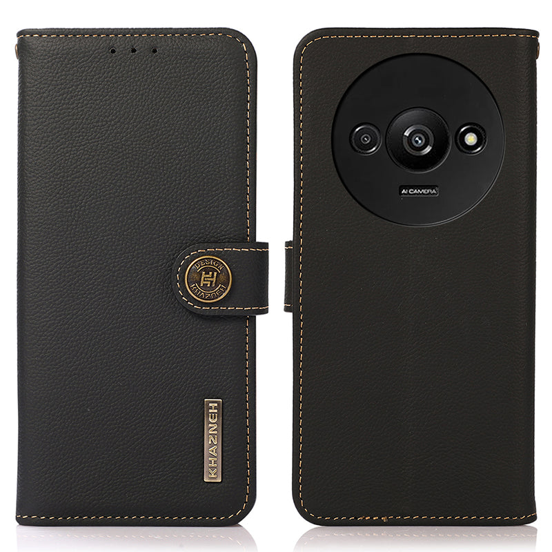KHAZNEH For Xiaomi Redmi A3 / Poco C61 4G Case RFID Blocking Anti-drop Genuine Cow Leather Phone Cover KHAZNEH For Xiaomi Redmi A3 / Poco C61 4G Case RFID Blocking Anti-drop Genuine Cow Leather Phone Cover